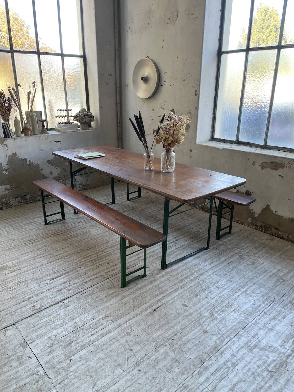 Guinguette table and its 2 benches