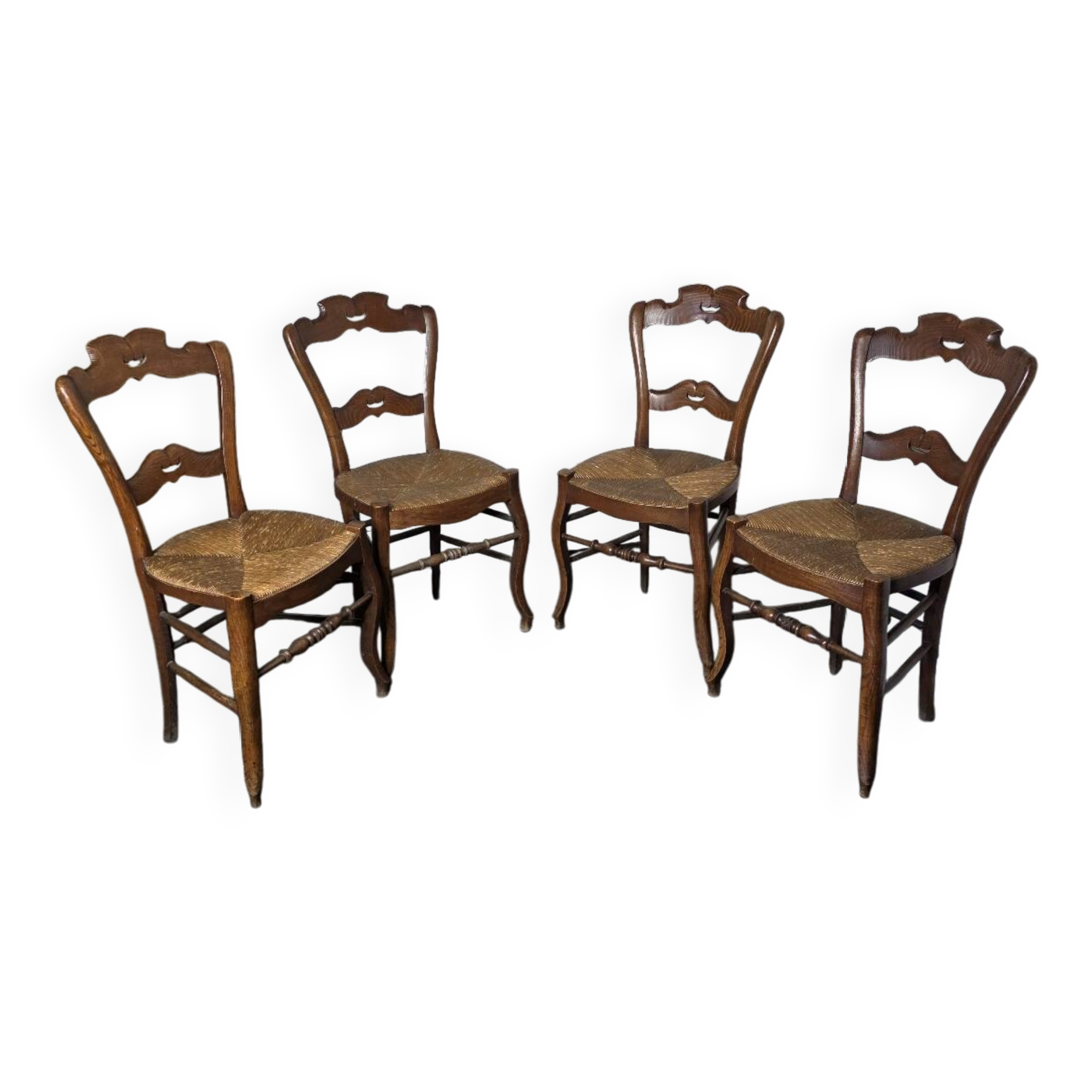 4 old straw chairs