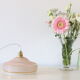 Hanging lamp in granite glass, pink and gold, vintage