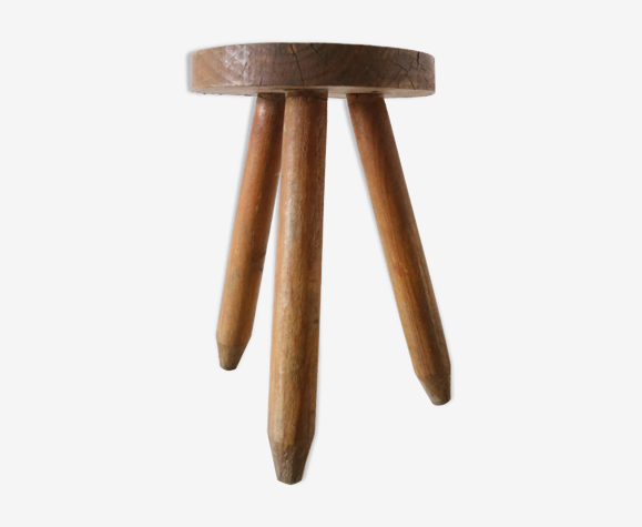 Tabouret tripode de ferme, rustique, vintage
