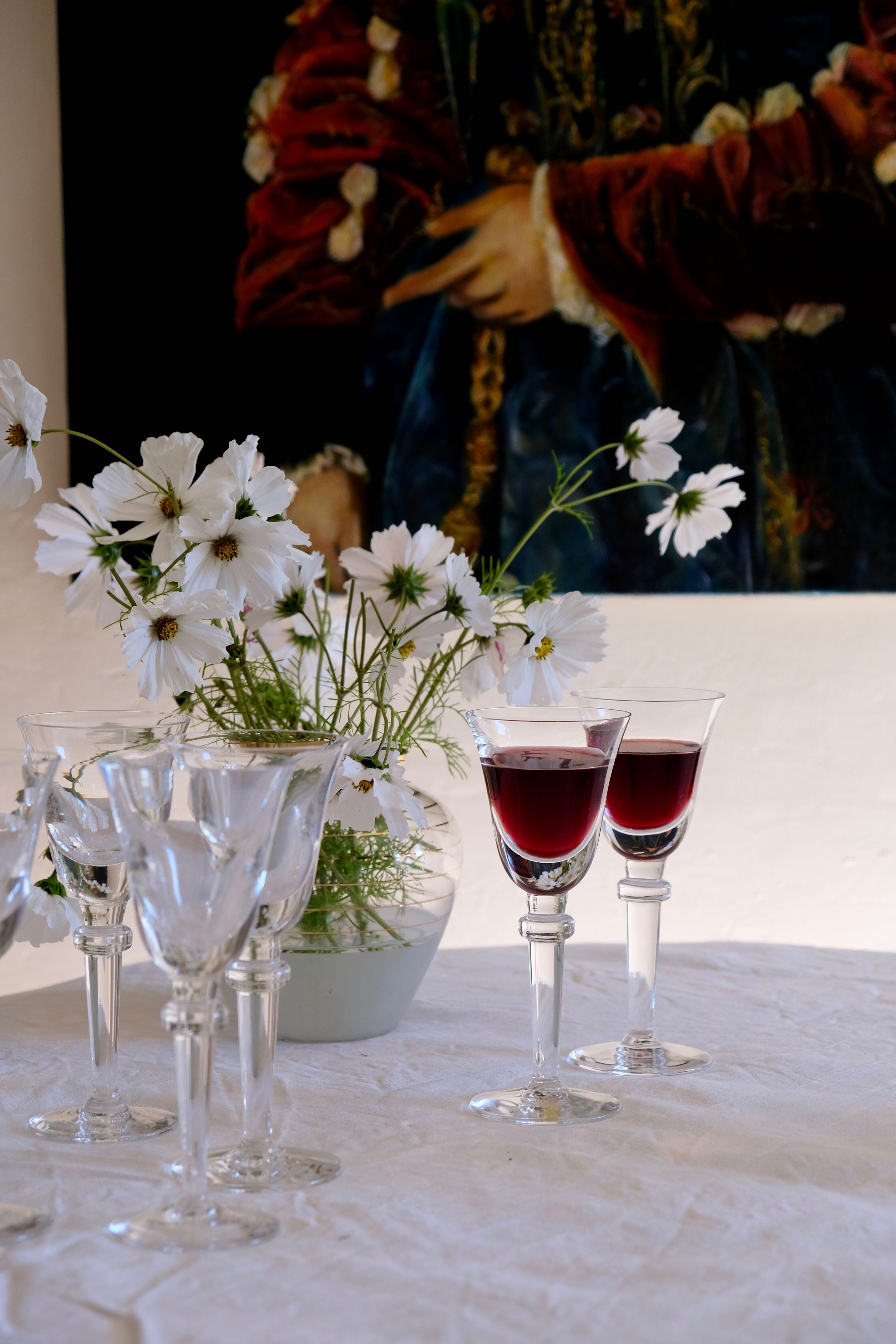 Set 6 mouth-blown wine glasses 50s