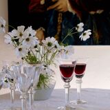 Set 6 mouth-blown wine glasses 50s