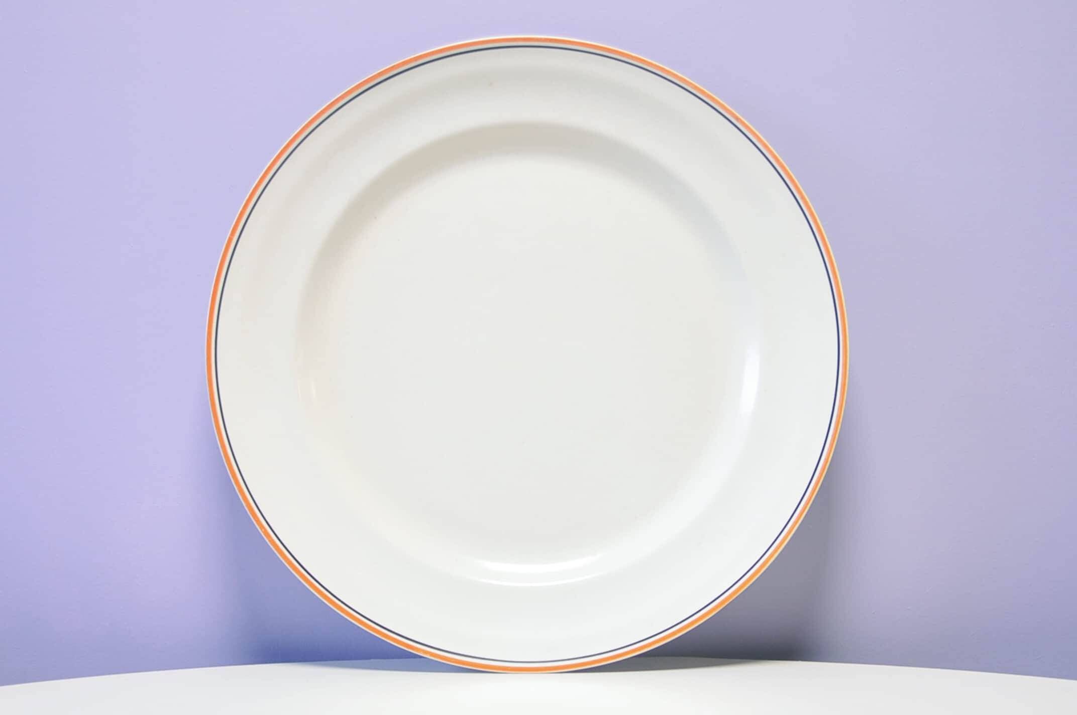 Bol vintage crème avec bord orange