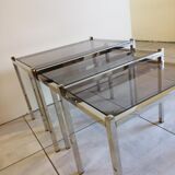 Suite of 3 pull-out tables 70s