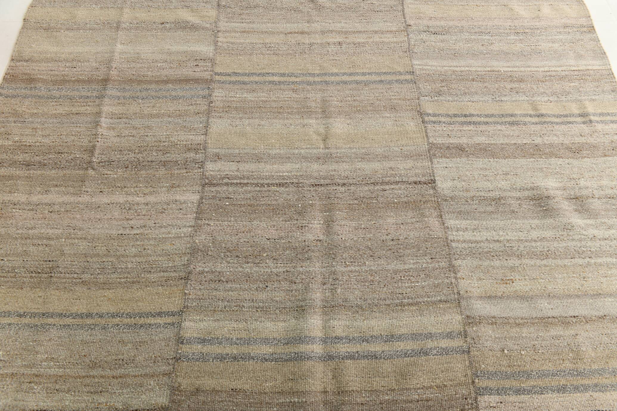 Brown & Cream Large Kilim Area Rug, 229x315Cm