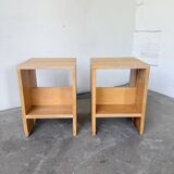 Pair of pine stools or bedside tables, mountain furniture, 1950s