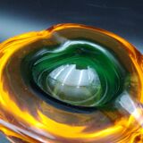Rare "Multi-Color" Murano Glass Ashtray with Seguso Shell Elements