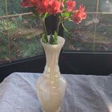 Beige opaline vase vintage marble effect
