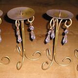 Set of 4 table candle holders with grapevines