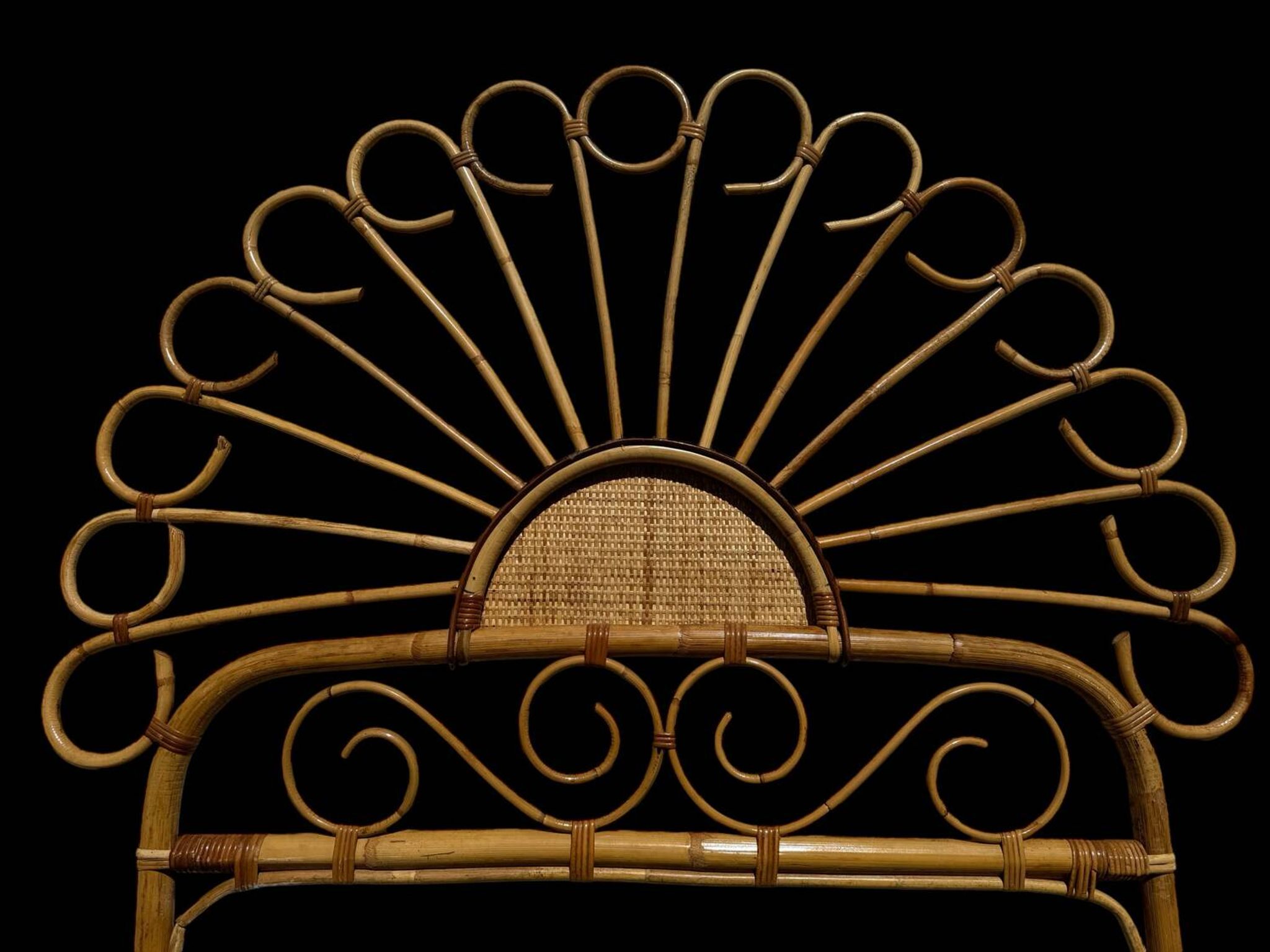Bamboo and rattan headboard, handcrafted on the Côte d'Azur, 1960