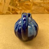 Antique alphonse mouton melon pitcher flamed ceramic blue vintage