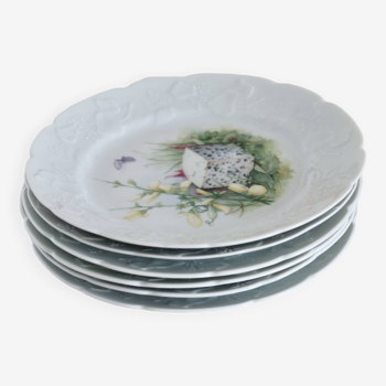 6 assiettes à fromage vintage porcelaine de Limoges lierre sauvage