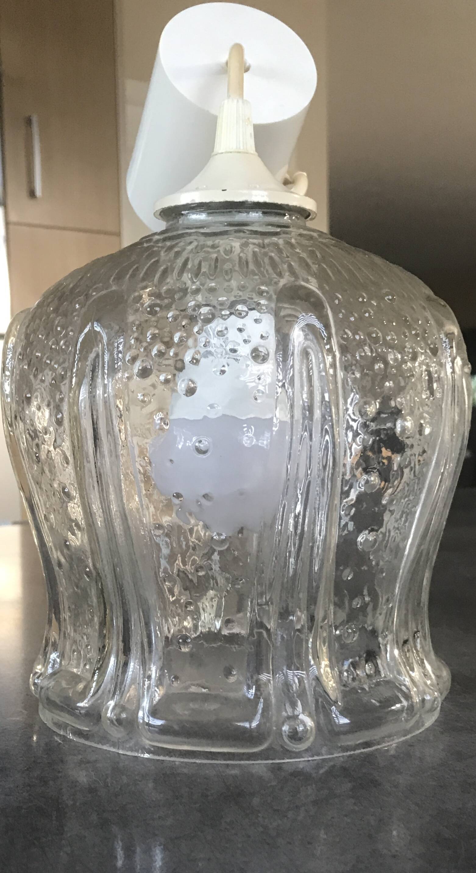 Vintage chandelier pendant lamp in molded glass tulip shape