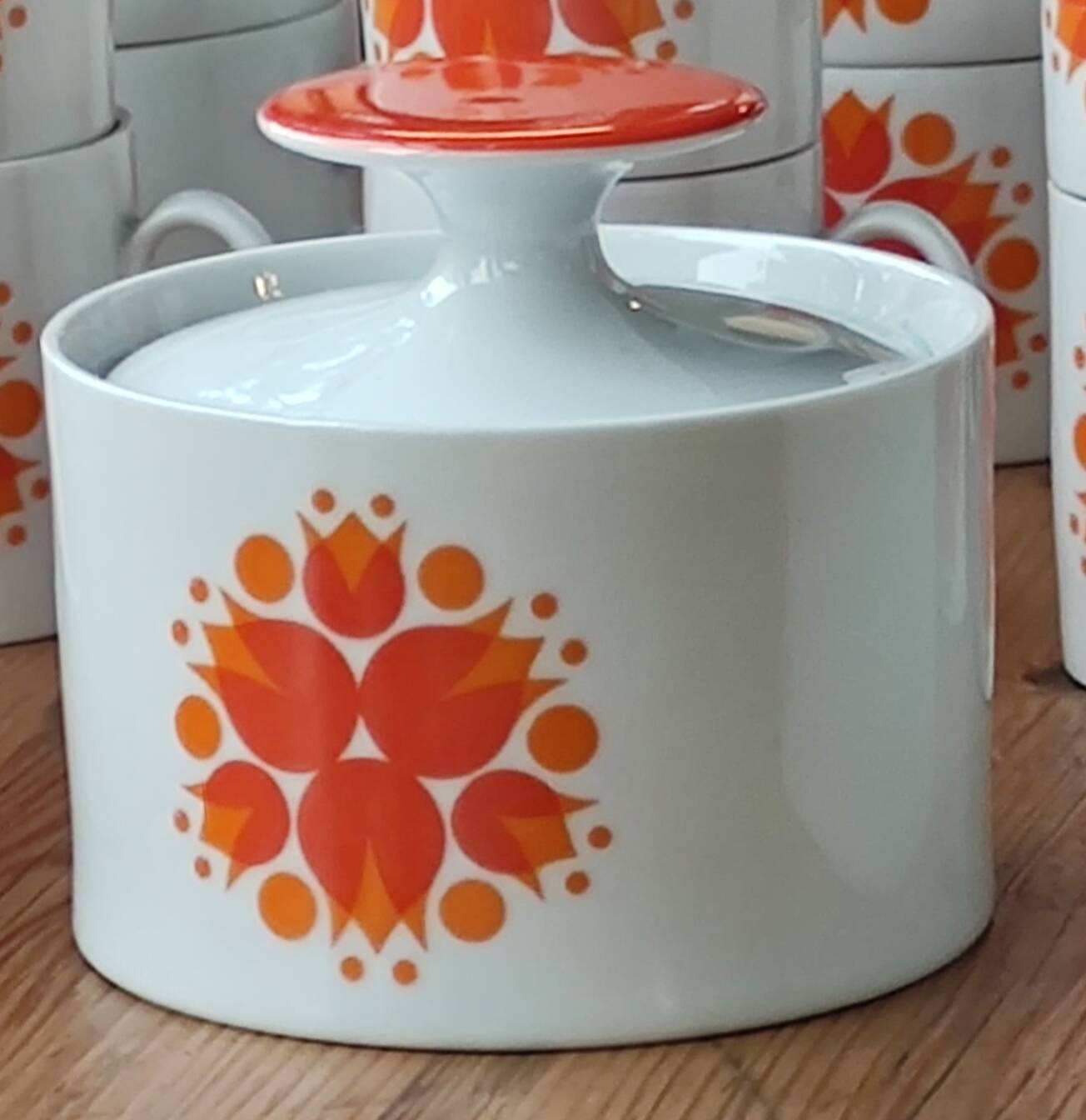 Old Tableware Service Seventies Orange Hans Théo Baumann For Thomas Germany