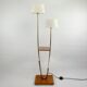 Lampadaire 2 feux vintage bois vernis et metal doré