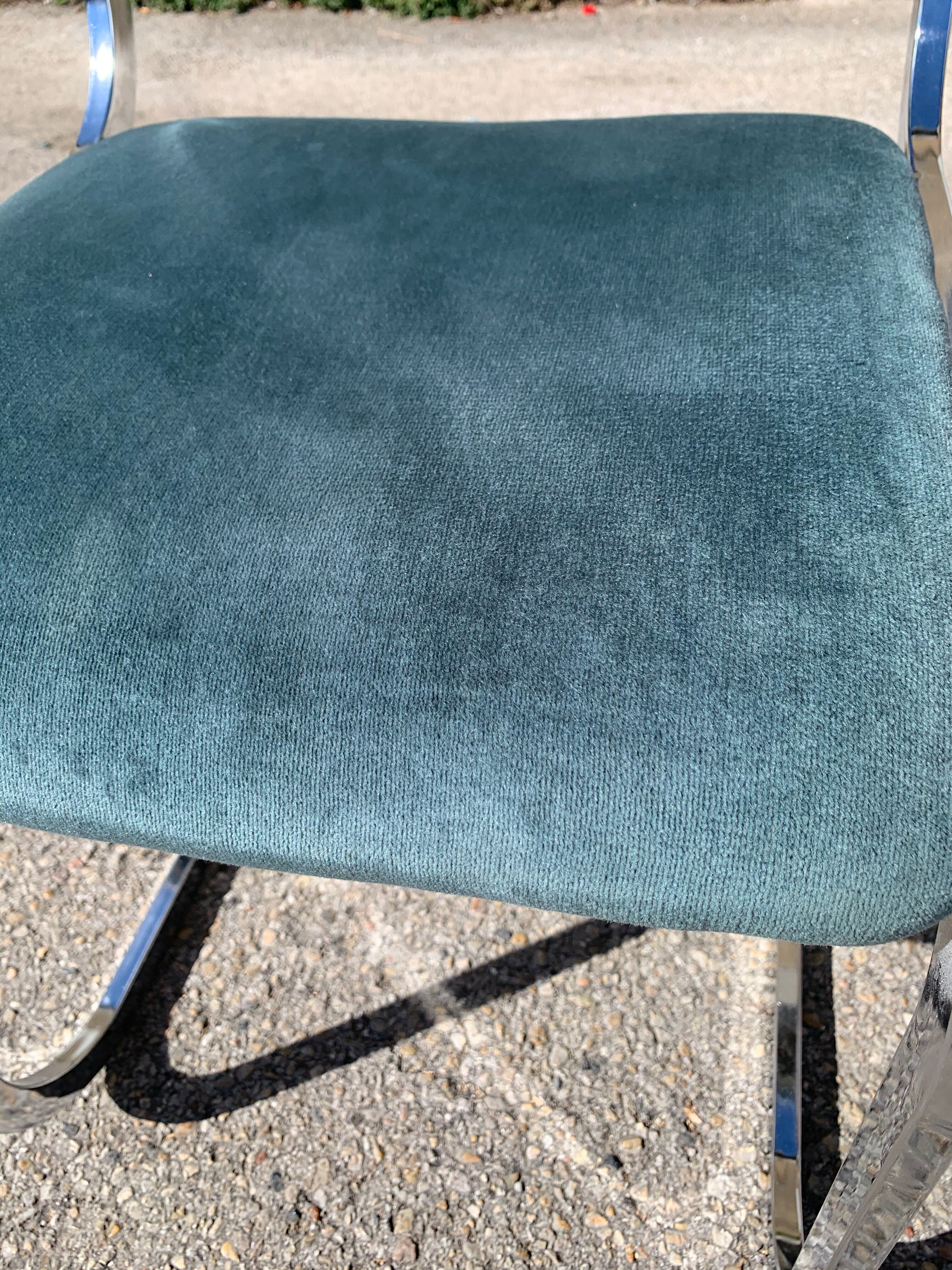 Pair of chrome blue chairs  70
