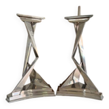 Pair of Castor and Polux silver candlesticks by Dali
