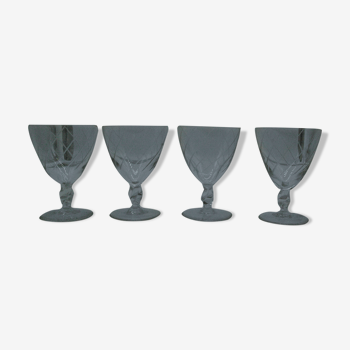 4 engraved crystal wine or water glasses