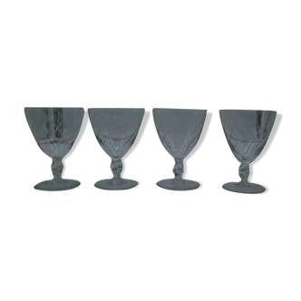 4 engraved crystal wine or water glasses