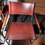 Set of 6 brown leather armchairs