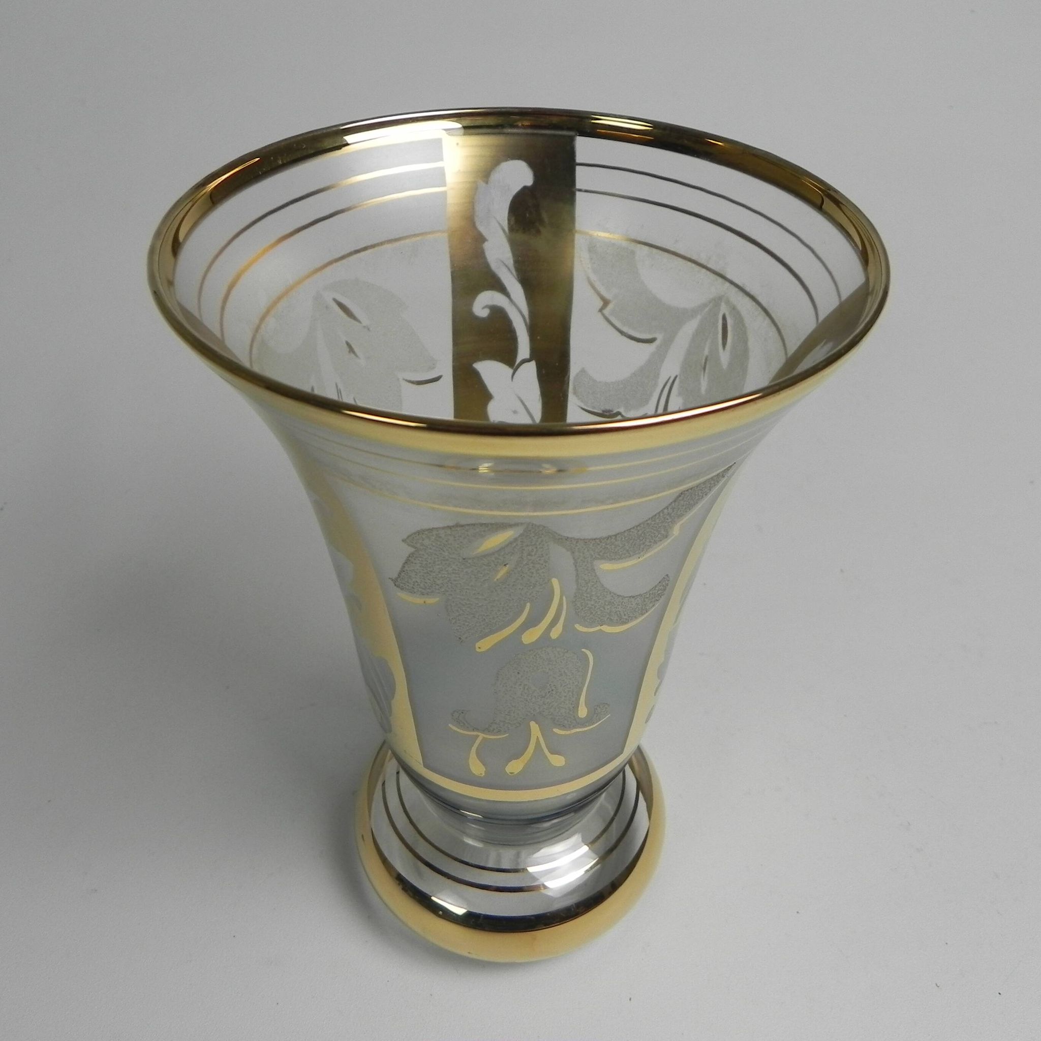 Glass vase with gold decorations, Belgium, 1930s