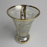 Glass vase with gold decorations, Belgium, 1930s