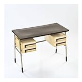 Desk with tubular base in chromed metal