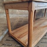 Old work table textile table pine cooking island or side table