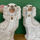 Pair of Staffordshire-type dogs in white and gold ceramic