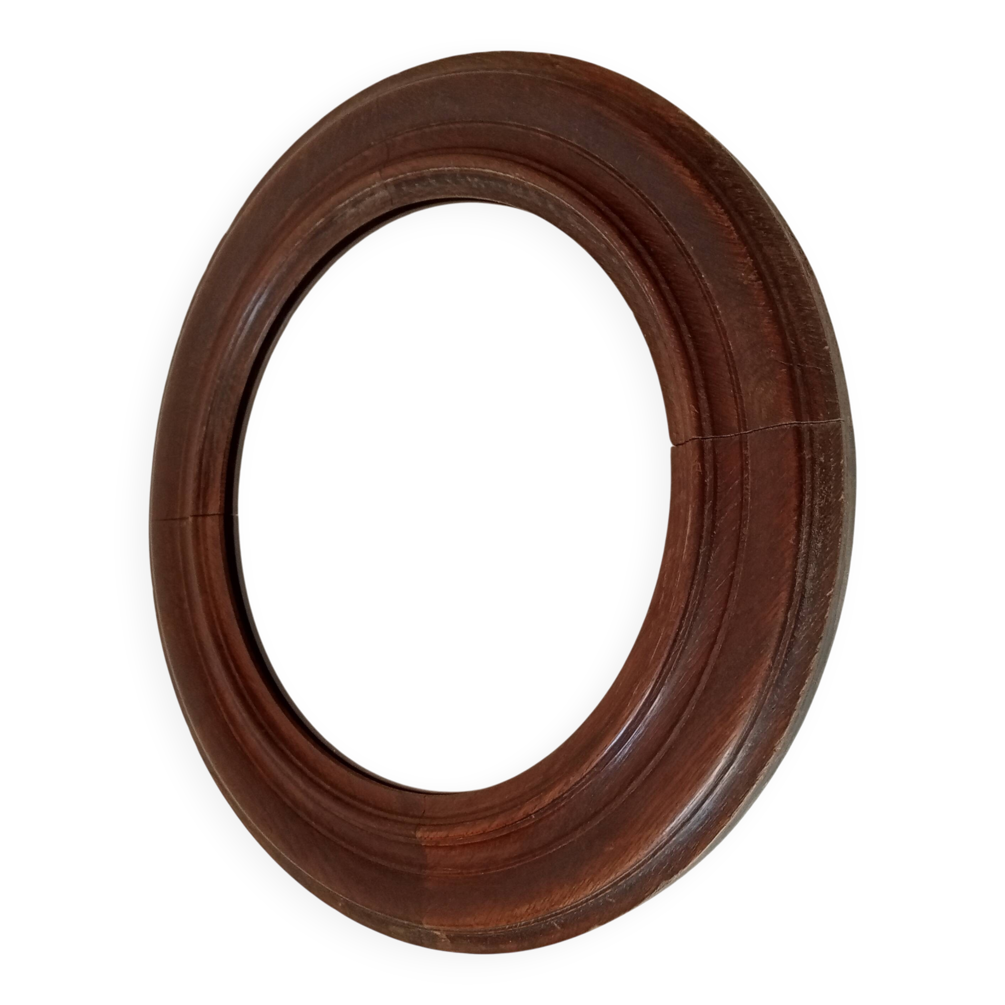 Antique round wooden mirror