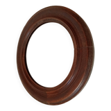 Antique round wooden mirror