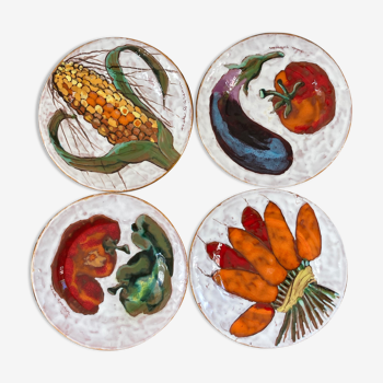 Set de 4 assiettes plates en terre cuite vernissée