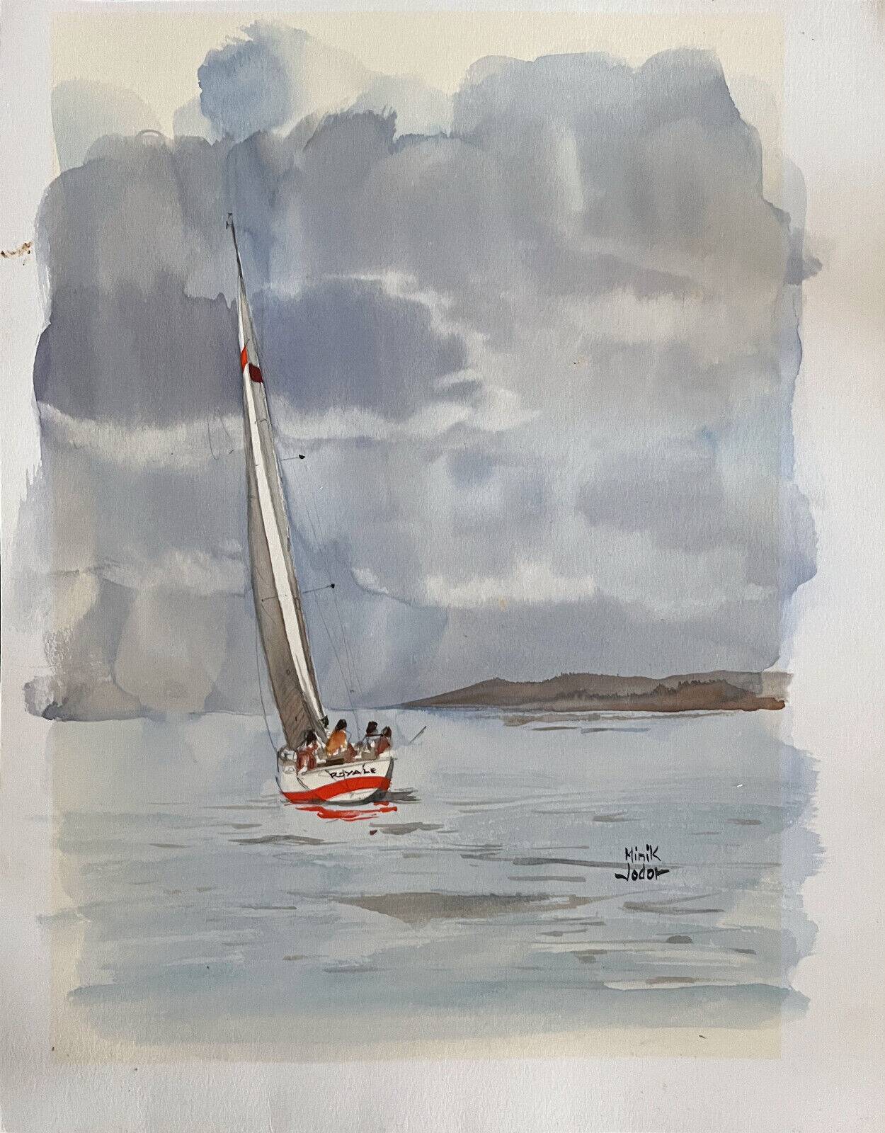 Original watercolor painting by Minik Jodor Marine "Royale" sailing Brittany