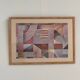 Pair of large Richard Hall geometric abstract mixed media lithographs with gold