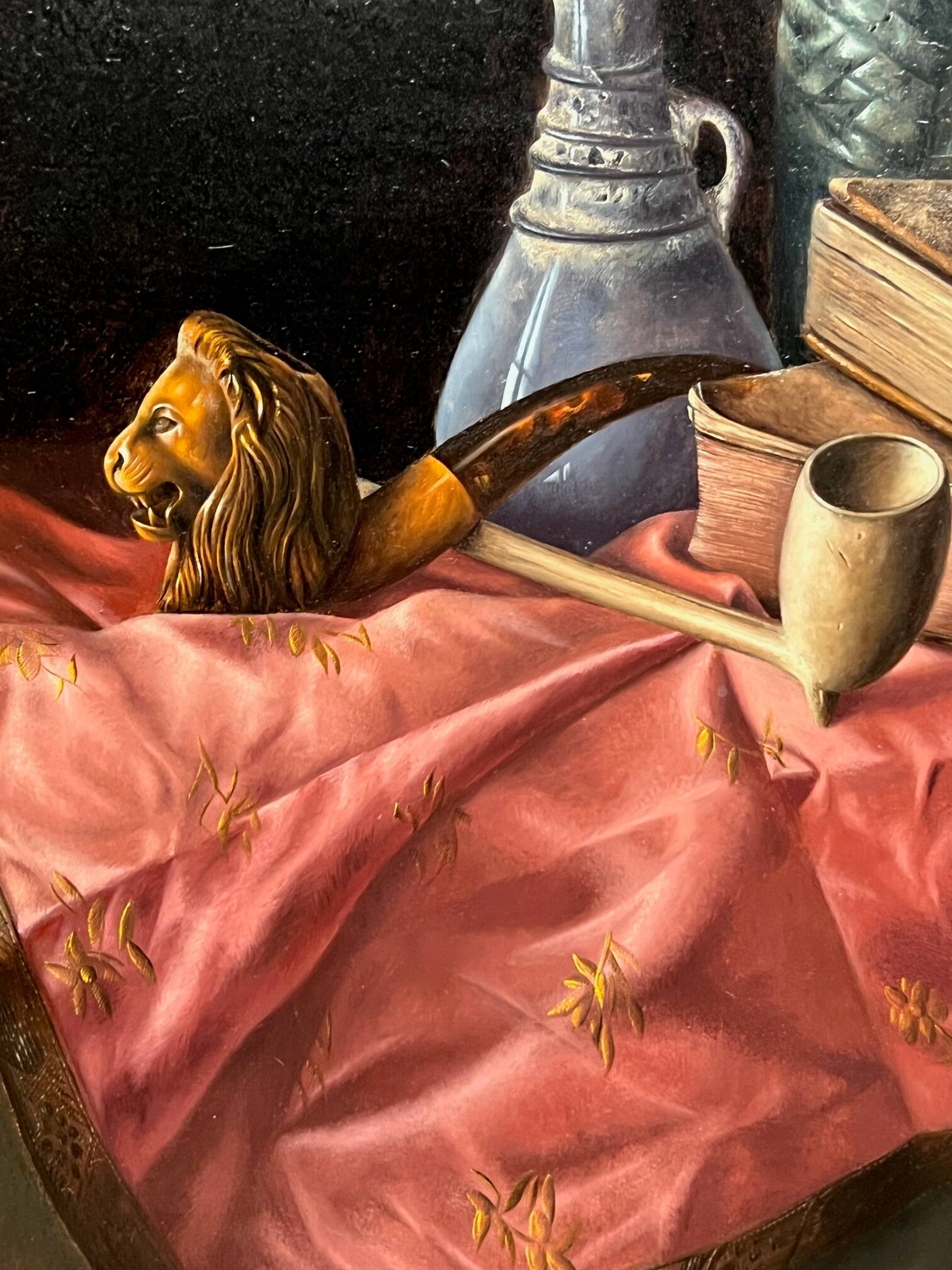 Jef Diels. Still life with books and smoking pipes.