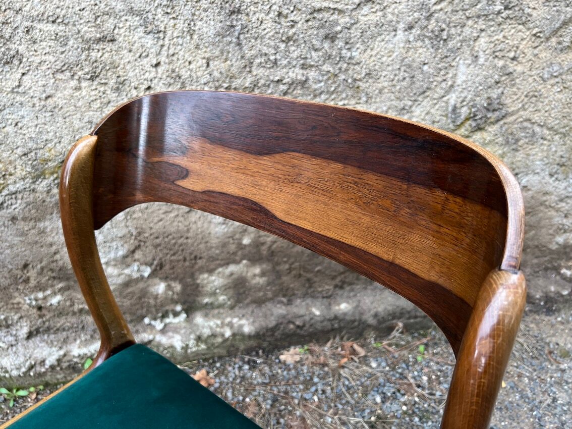 Emile and Walter Baumann walnut sleigh chair 60s