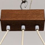 Scandinavian chandelier with 3 lights in teak and glass from the 60s/70s