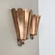 set of 2 copper 25cm Gio Ponti Style Theatre Wall Light Sconces, Italy 1950