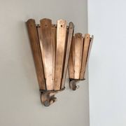 set of 2 copper 25cm Gio Ponti Style Theatre Wall Light Sconces, Italy 1950
