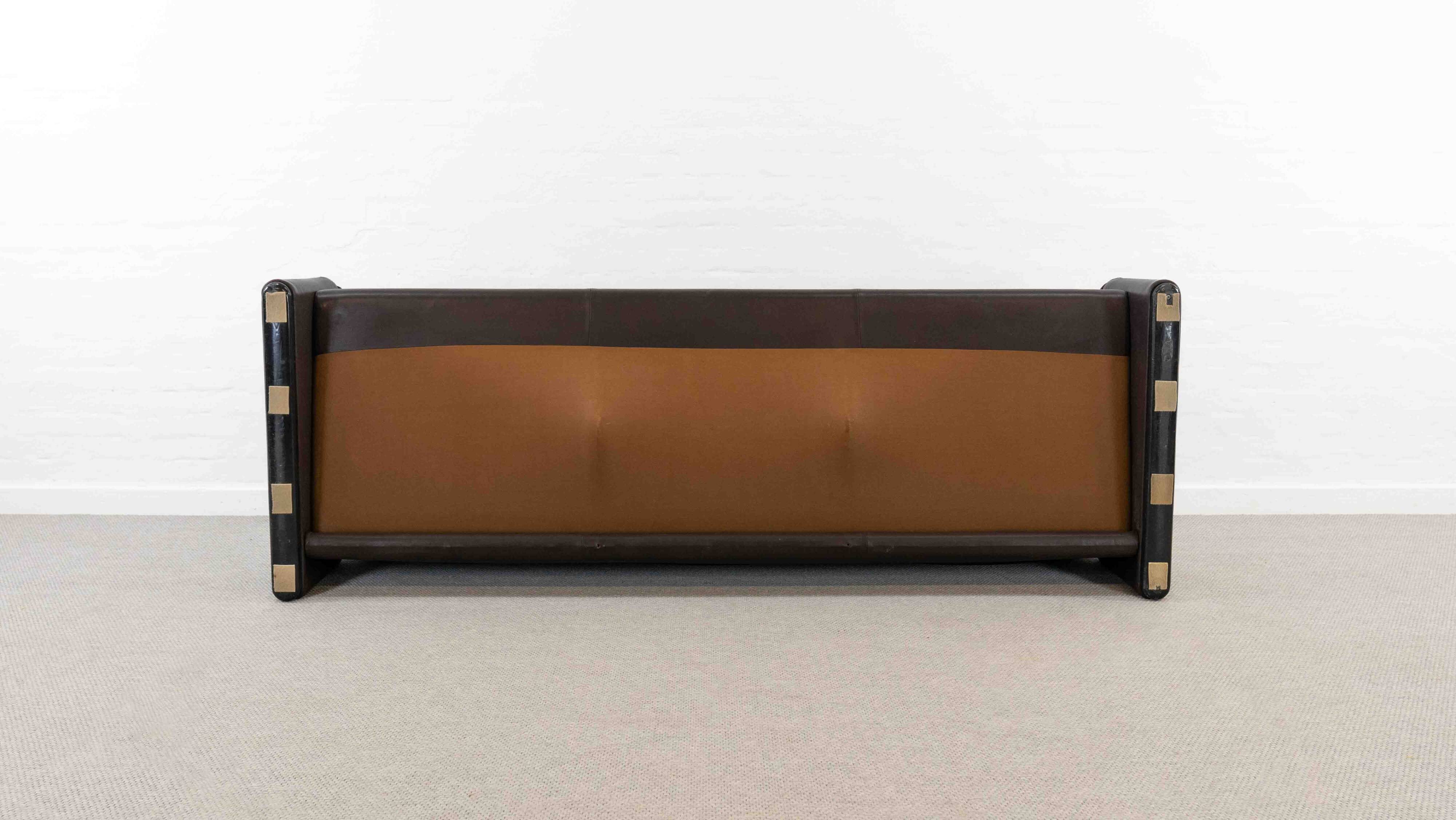 Cassina Maralunga 3seat-Sofa in darkbrown leather by Vico Magistretti