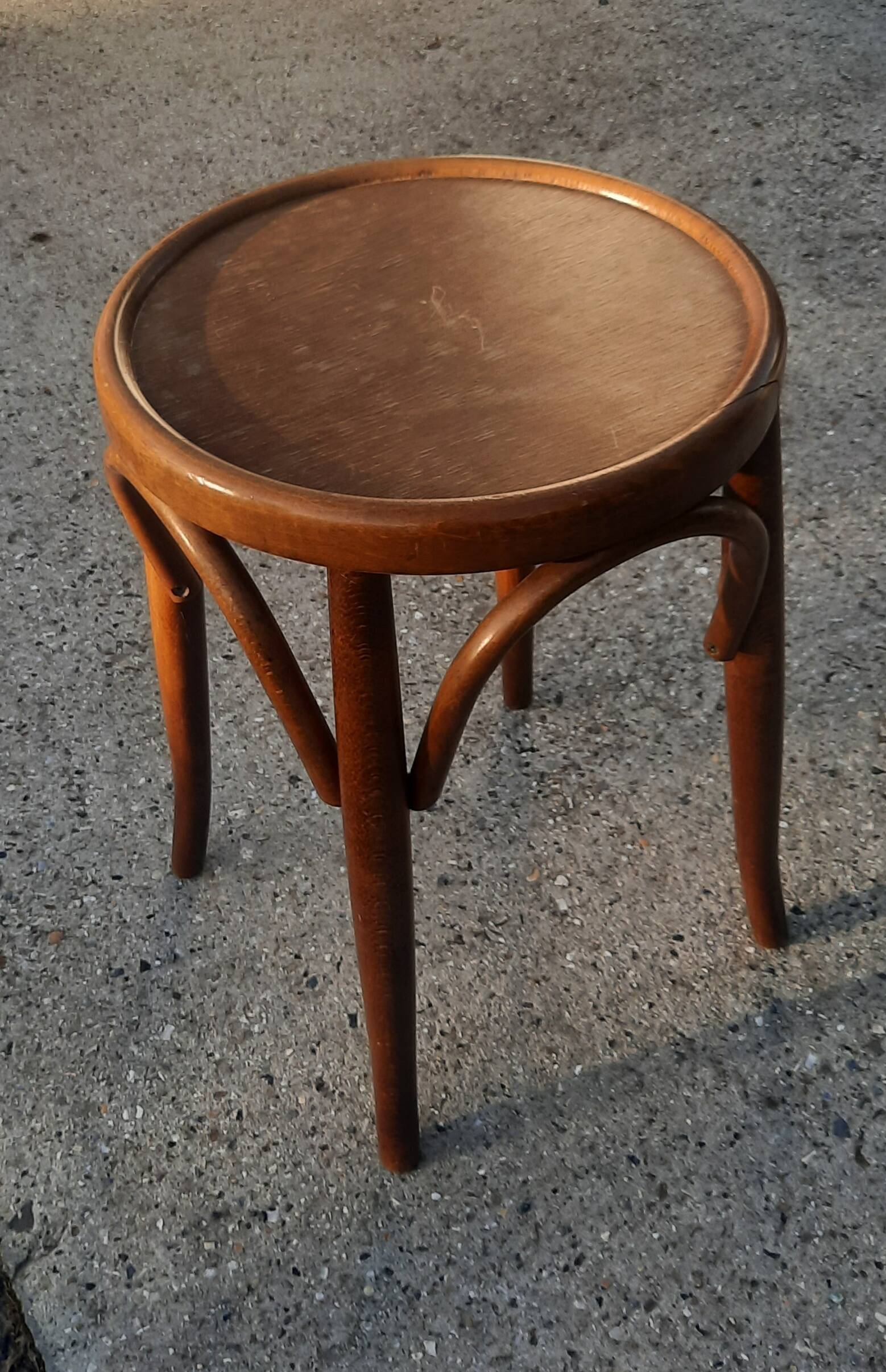 Thonet-style curved wooden stool