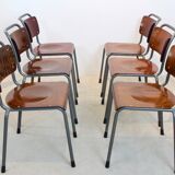 Chaise industrielle en contreplaqué 'TH-Delft' par WH Gispen