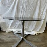 Table basse en verre fumé 70s