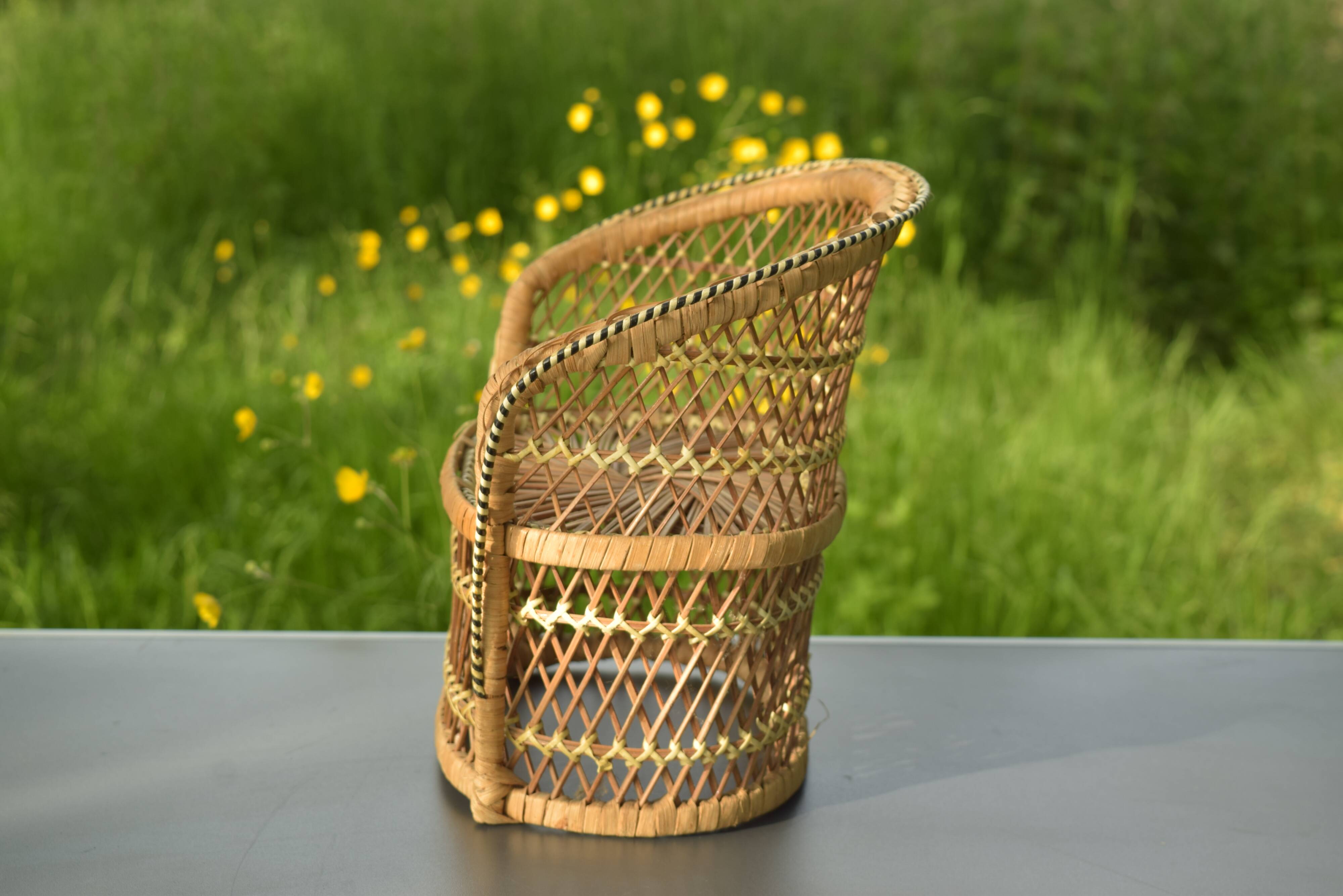 Miniature doll armchair - Vintage rattan sofa