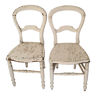 Pair of old white wooden chairs