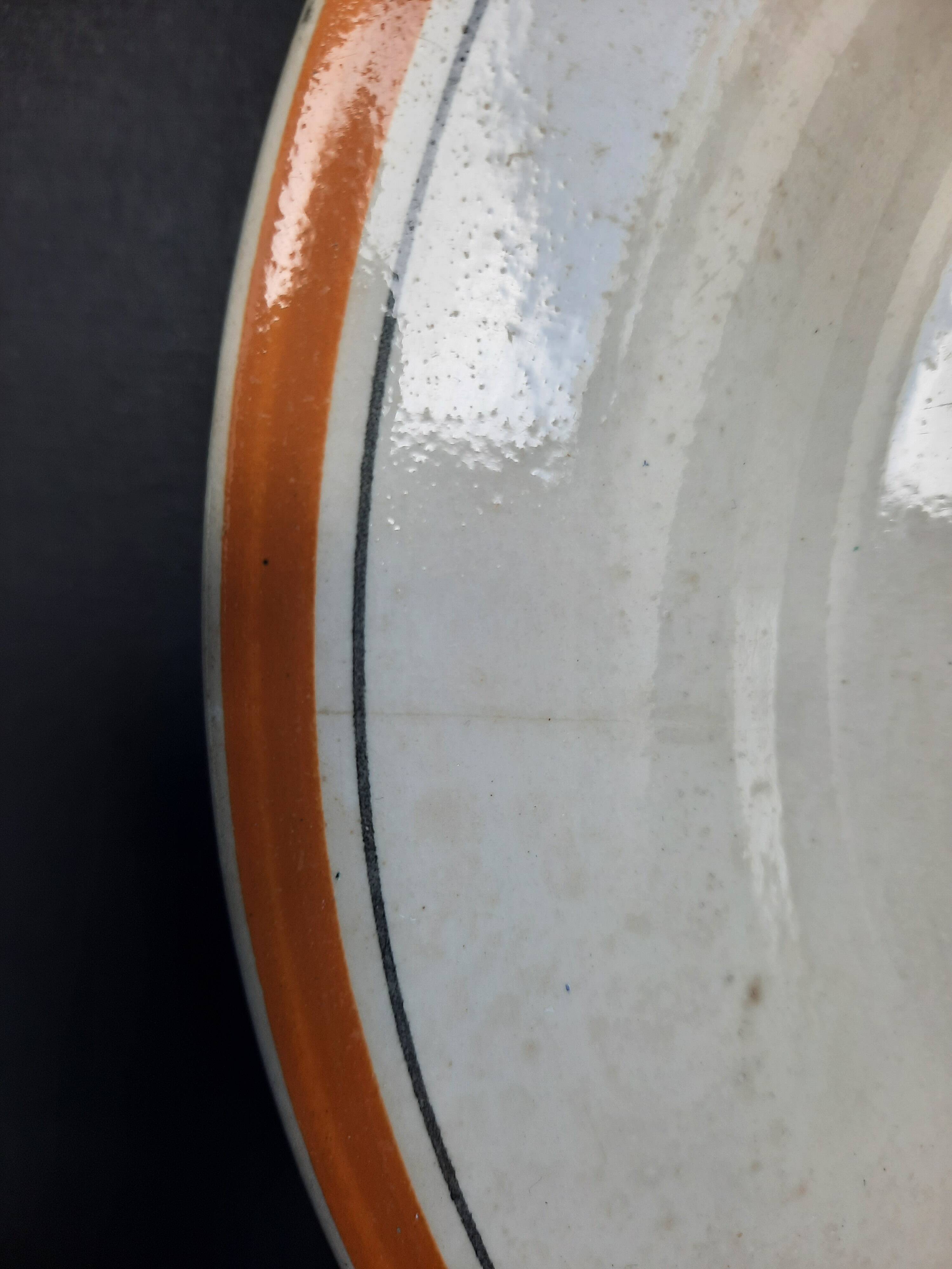 Antique Art Deco fruit bowl 1920-1930. Oeillet earthenware Creil & Montereau