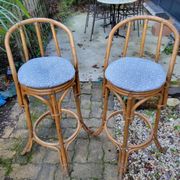Paire de tabouret de bar en bambou 70's