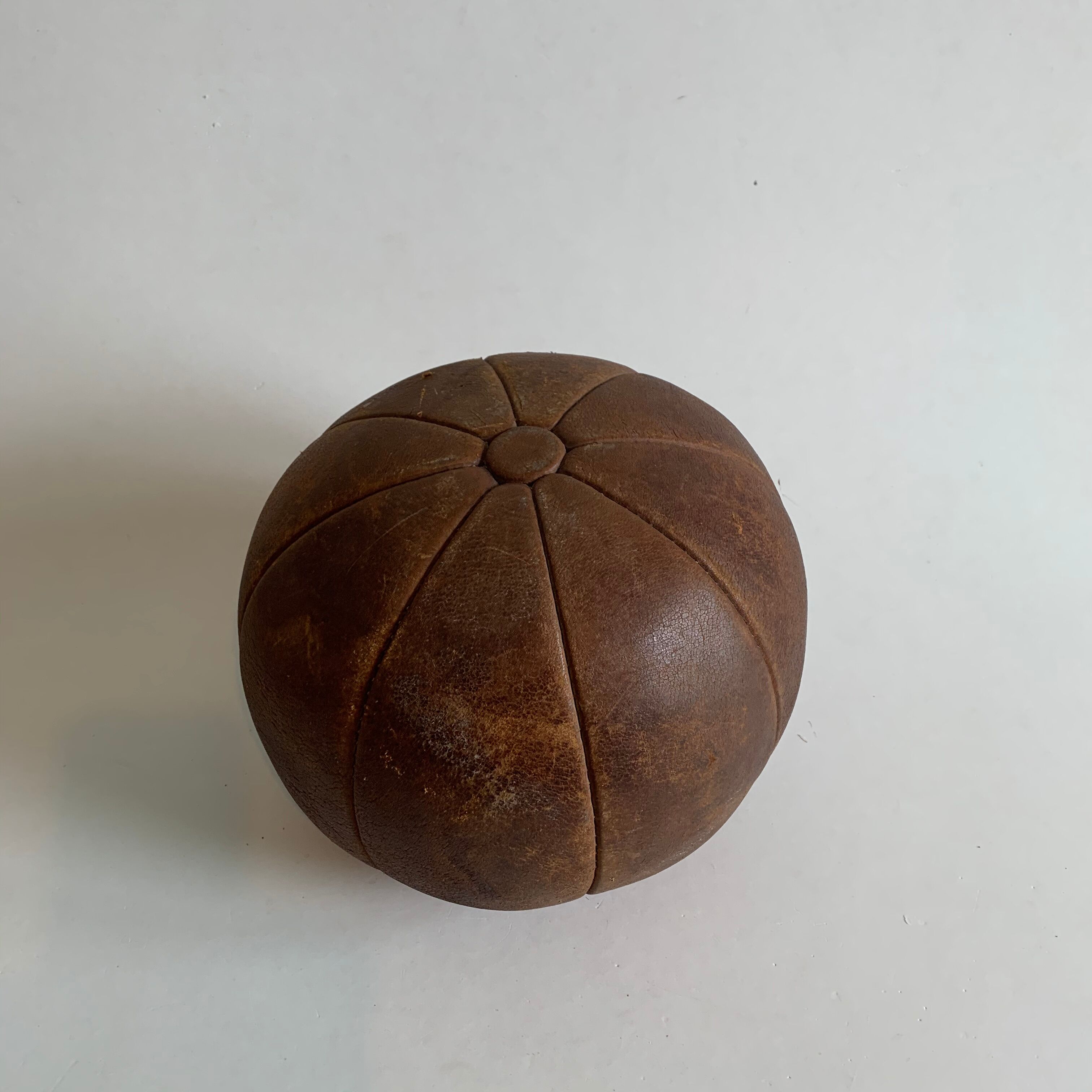 Vintage Leather Medicine Ball, 1960s