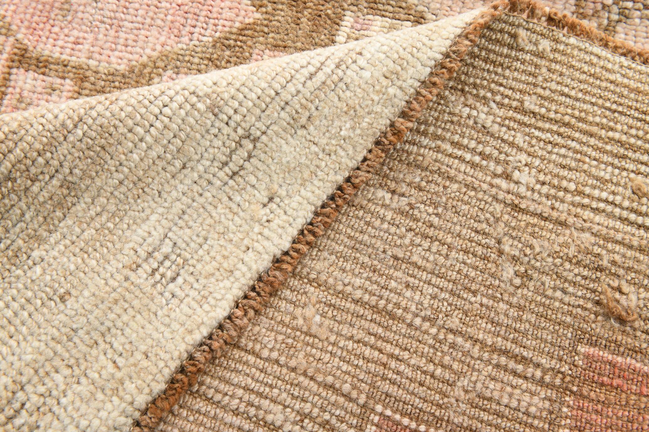 Vintage Neutral Faded Brown Mid Century Modern Turkish Vintage, 190x340 Cm