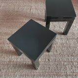 Pair of side tables, lacquered wood bedside tables from the 80s